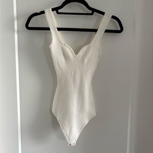 Abercrombie & Fitch Cream Ribbed Tank Bodysuit